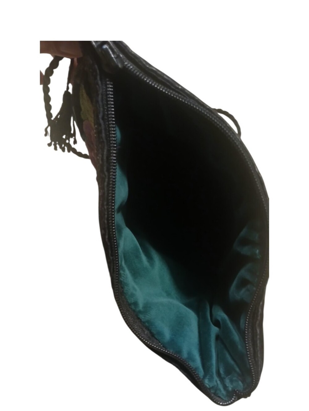 Velvet Cross Body Small Purse | Embroidered Flowers - Picture 4 of 10